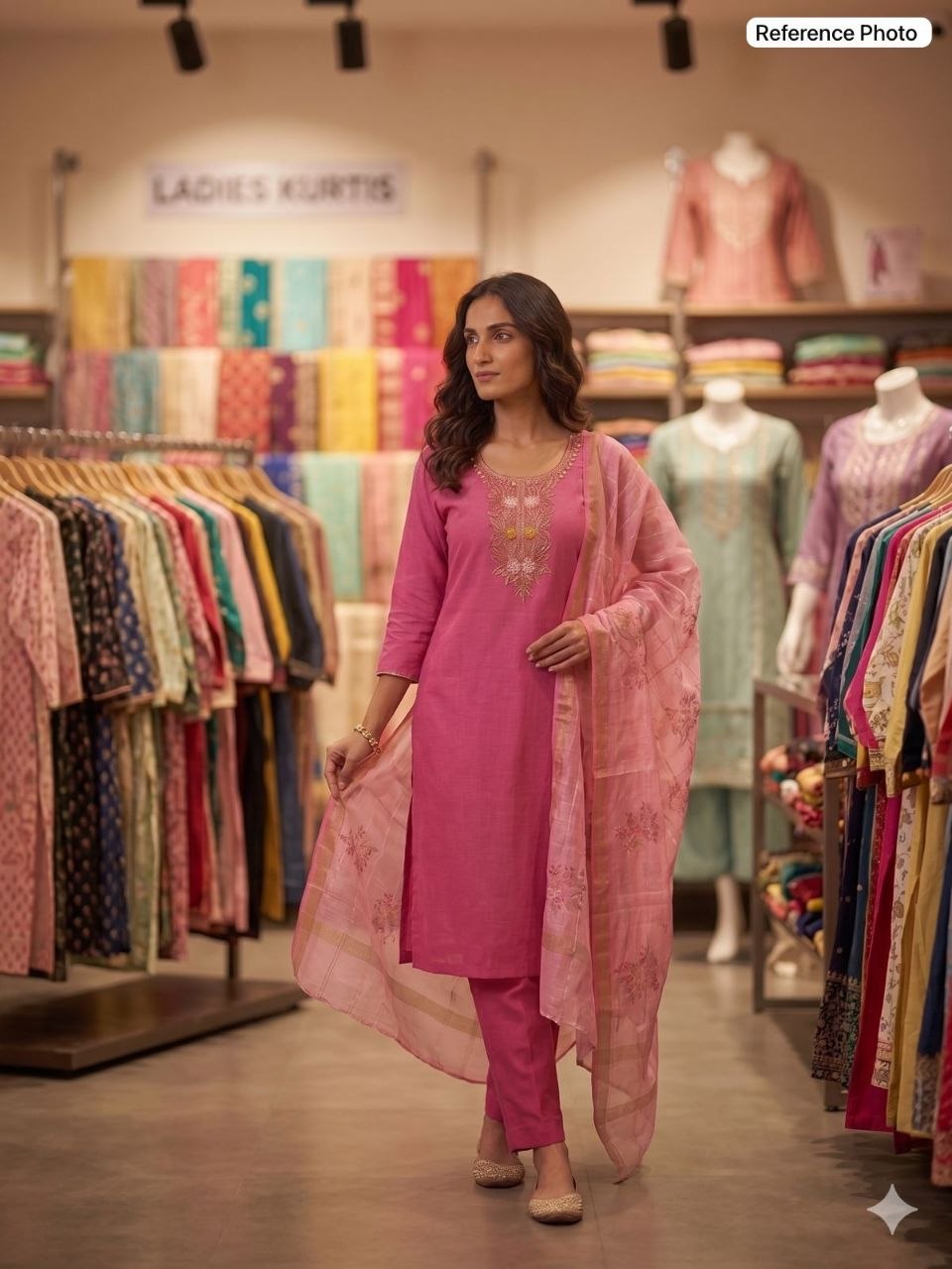 Blush Rose Embroidered Kurta Set with Tissue Dupatta